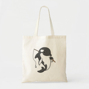Bolsa Tote Orca como pescador com cana de pesca