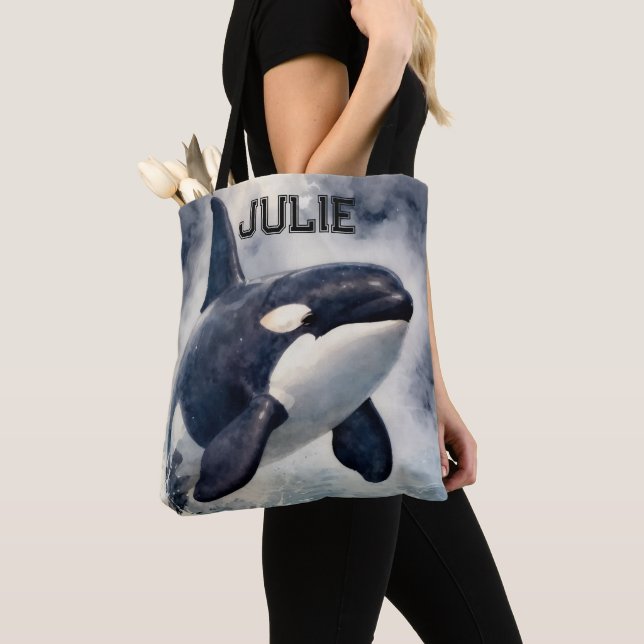 Bolsa Tote Orca Ondas tempestuosas, Personalizado (Close Up)