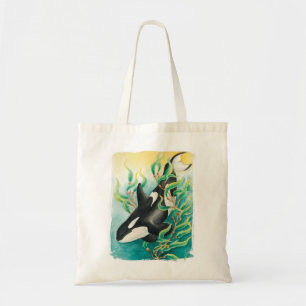 Bolsa Tote Orca Whale em Kelp Watercolor Art