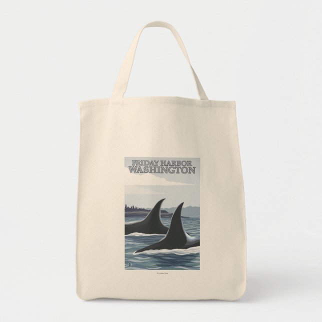 Bolsa Tote Orca Whales nº 1 - Sexta-feira Harbor, Washington (Frente)