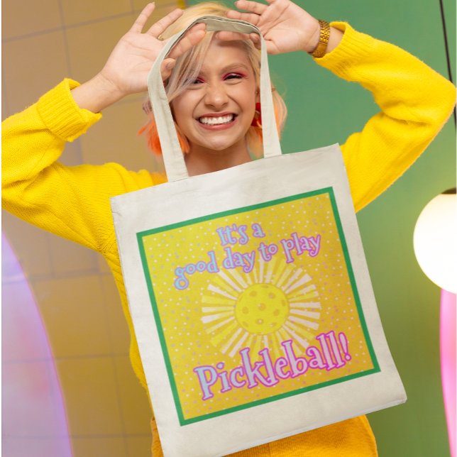 Bolsa Tote Orçamento Bom Dia para Jogar Pickleball (Very fun pickleball tote bag!)