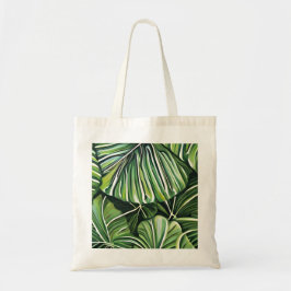 Bolsa Tote Orçamento de arte de folhas tropicais verdes