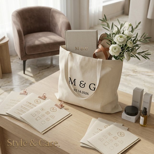 Bolsa Tote Orçamento Personalizado com Monograma e Data (Custom Monogram and Date Personalized Budget Tote Bag)