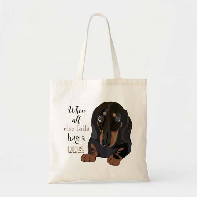 Bolsa Tote Orçamento Tote Bag "Abraçar um cão" Dachshund (Frente)
