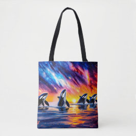 Bolsa Tote Orcas Sob Galaxy Sky 02 Design por Rich AMeN