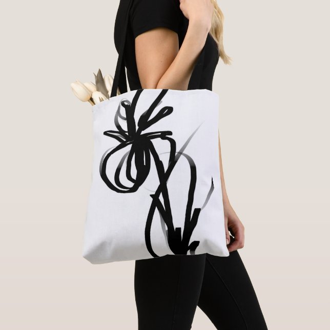 Bolsa Tote Orchid Blanc: Abstrato branco e preto (Close Up)