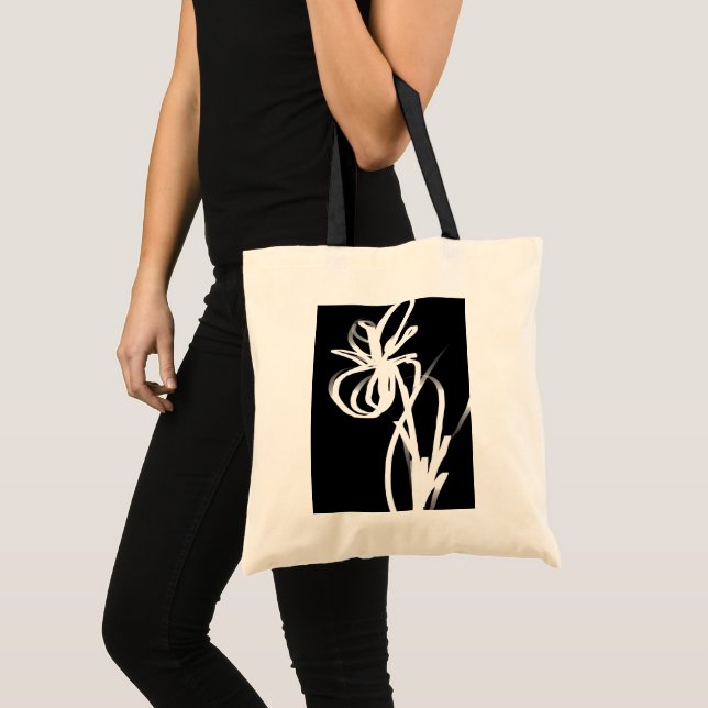 Bolsa Tote Orchid Noir: Abstrato preto e branco (Frente (produto))