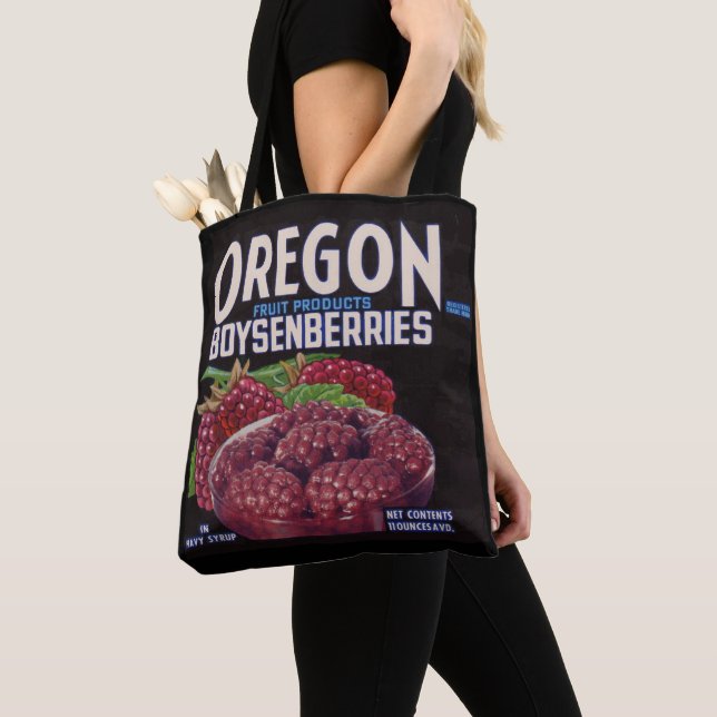 Bolsa Tote Oregon Boysenberry dos anos 40 pode rotular impres (Close Up)