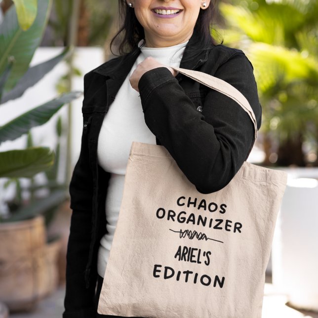 Bolsa Tote Organizador do Caos Personalizado Funny Quirky Gif (Shop Now and Personalize Yours Today!)