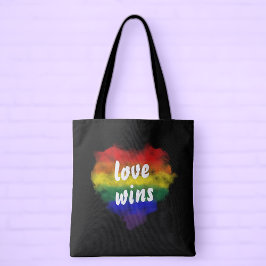 Bolsa Tote Orgulho do Coração Arco-íris do Amor Vence