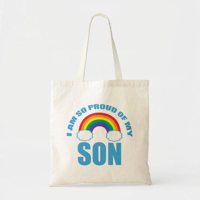 Bolsa Tote Orgulho do meu filho Orgulho gay do Arco-Íris (Frente)