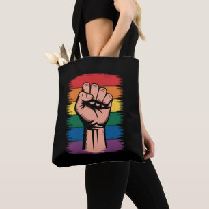 Bolsa Tote Orgulho do Punho Levantado Arco-íris Direitos Apoi