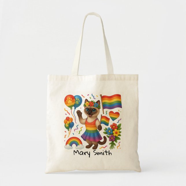 Bolsa Tote Orgulho Gato - Peitos LGBTQ inspirados em Gato (Frente)