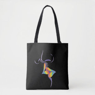 Bolsa Tote Orgulho gay Chic Lábios arco-íris beijando Casal