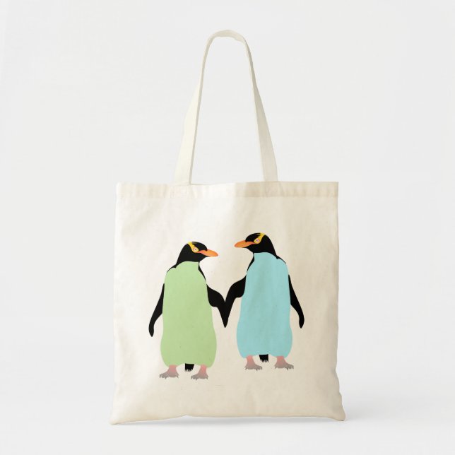 Bolsa Tote Orgulho gay Pinguins Segurando Mãos (Frente)