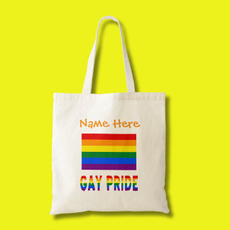 Bolsa Tote Orgulho gay Rainbow Flag Personalização Laranja