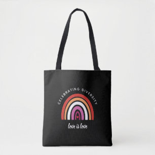 Bolsa Tote Orgulho Lésbico Celebrando Diversidade O Amor É O
