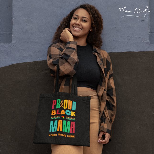 Bolsa Tote Orgulhosa Família do Mês da História Negra da Mãe  (Criador carregado)