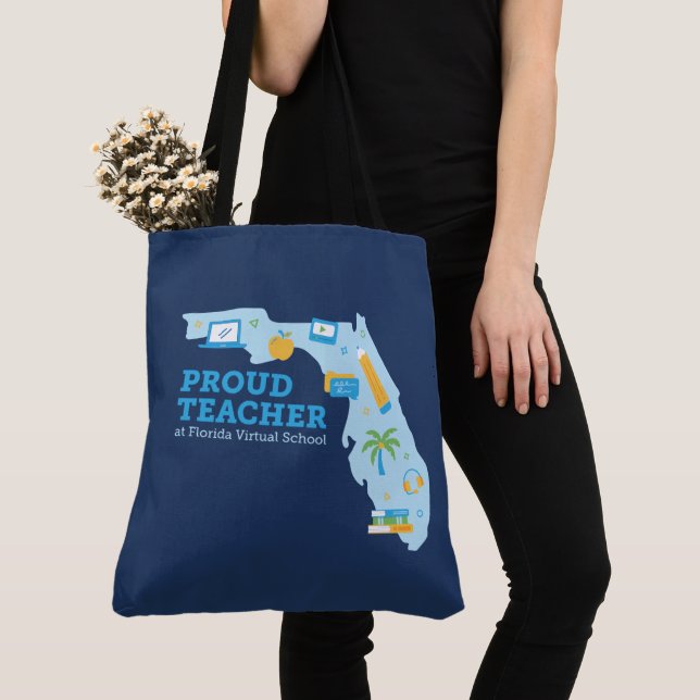 Bolsa Tote Orgulhoso Professor FLVS, Azul Marinho (Close Up)