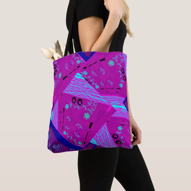 Bolsa Tote Origami Chintz (L) Fuchsia Turquoise Blue Magenta (Close Up)