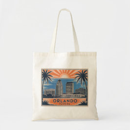 Bolsa Tote Orlando Florida Skyline Médio Century Estilo Vinta