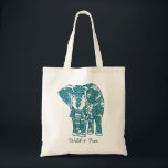 Bolsa Tote Ornamentado de arte de elefante selvagem e livre<br><div class="desc">A tatuagem de henna ornamentado inspirou a arte de elefante padronizada com ornamentado com aspas 'selvagens e livres' que podem ser alteradas para seu próprio texto ou apagadas.</div>