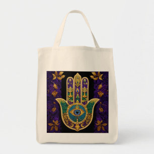Bolsa Tote Ornamentado Dourado Terceiro Olho Hamsa