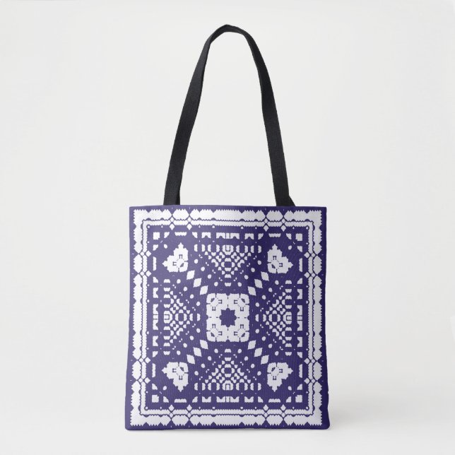 Bolsa Tote Ornamental azulejo portugal tiles decor. Hand draw (Frente)