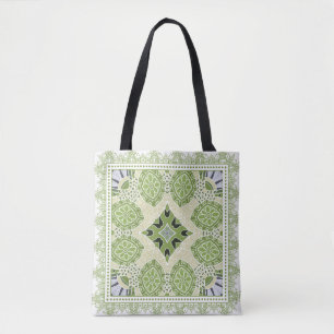 Bolsa Tote Ornamento colorido decorativo sobre fundo branco, 