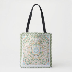Bolsa Tote Ornamento colorido decorativo sobre fundo branco, 