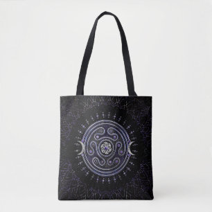 Bolsa Tote Ornamento de Hecate Wheel com Ametist e Prata