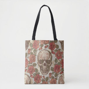 Bolsa Tote Ornamento de Hulhas e Rosas Retro