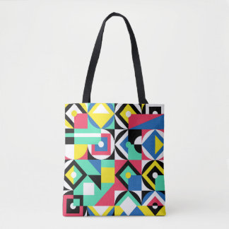 Bolsa Tote Ornamento Decorativo de Formas Geométricas Colorid