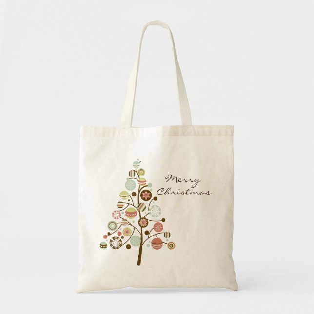 Bolsa Tote Ornamento Festivo Árvore Feliz Tote de Natal (Frente)