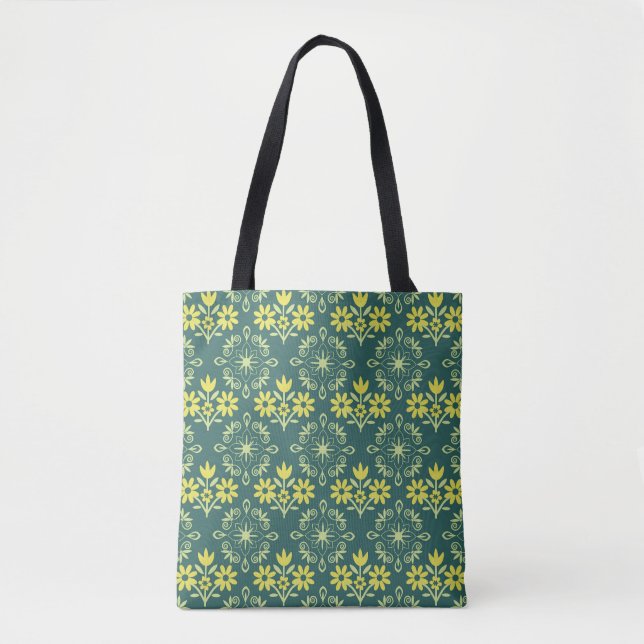 Bolsa Tote Ornamento floral, padrão elegante sem descontinuid (Frente)
