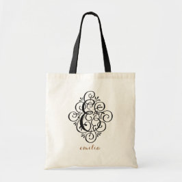 Bolsa Tote Ornamento Monograma com Floreio Inicial Personaliz