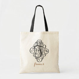 Bolsa Tote Ornamento Monograma com Floreio Personalizado Inic