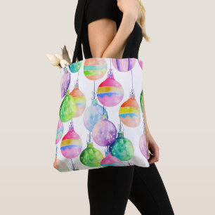 Bolsa Tote Ornamentos de Bolas Multicolores de Natal