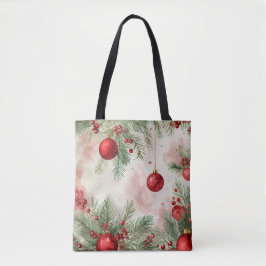Bolsa Tote Ornamentos Festivos Saco de Tota de Aquarela