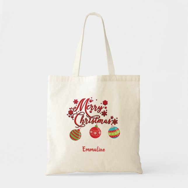 Bolsa Tote Ornamentos Personalizados de Pancadas de Natal Fel (Frente)