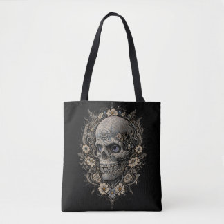 Bolsa Tote Ornate Floral Skull Victorian Gothic Art Nouveau 