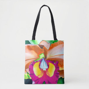 Bolsa Tote Orquídea colorida colorida de flores colorida