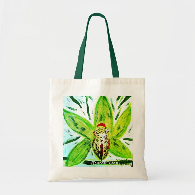 Bolsa Tote Orquídea de Cymbidium Verde Charm (Frente)