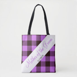 Bolsa Tote Orquídea do presente de casamento, mãe de Tartan d