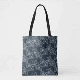Bolsa Tote Orquídea Linear | Azul Marinho Botânico