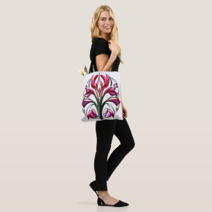 Bolsa Tote Orquídea Metálica: Uma Extravaganza Rosa e Amarela