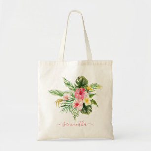 Bolsa Tote Orquídeas de Flores Rosa Tropicais