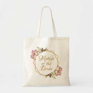 Bolsa Tote Orquídeas Douradas Florais Mãe Geométrica da Noiva