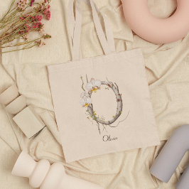 Bolsa Tote Orquídeas Elegantes Monograma Floral O Nome Person
