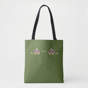 Bolsa Tote Orquídeas escuras da verde azeitona toda sobre -